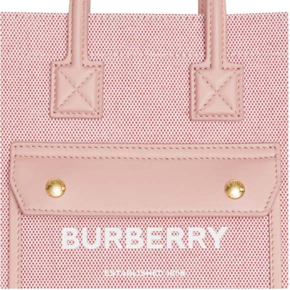 Burberry Mini Freya Horseferry Logo Canvas and Leather tote, NEW - Picture 8 of 17